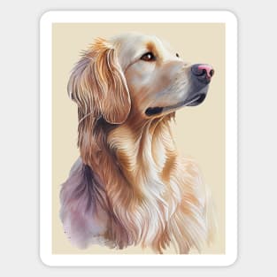 Watercolor Portrait of Golden Retriever Dog Sticker